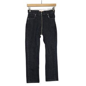 REVICE Women’s Straight Leg Jeans in Washed Black with Full Zipper
